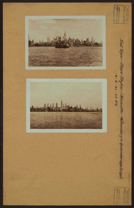 Art Print - East River - Shore and skyline of Manhattan between East 36th and 48th Streets - Williamsburg and Queensborough Bridges - [American Sugar Refining Company.]