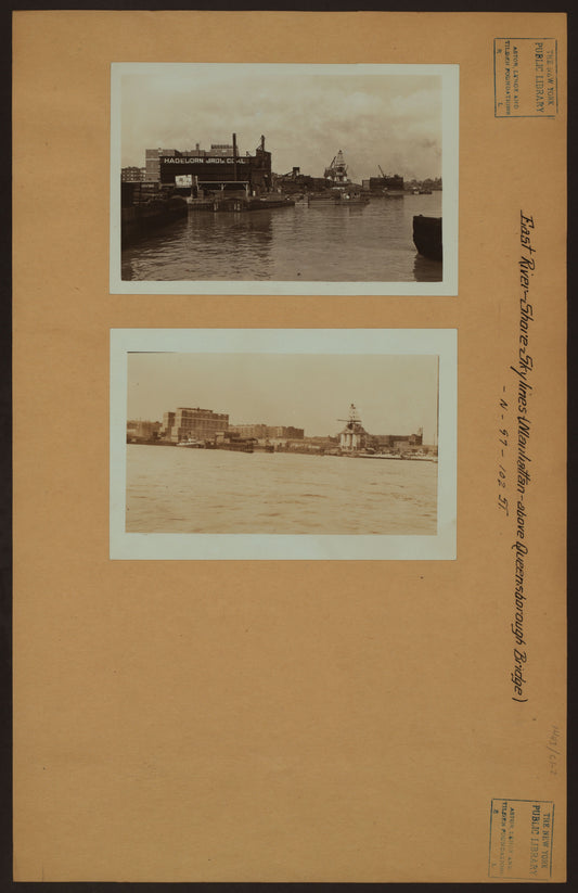 Art Print - East River - Shore and skyline of Manhattan between East 97th and 102nd Streets - Queensborough Bridge - [Burns Bros. Coal Co. ; Hagedorn Brothers Coal Company.]