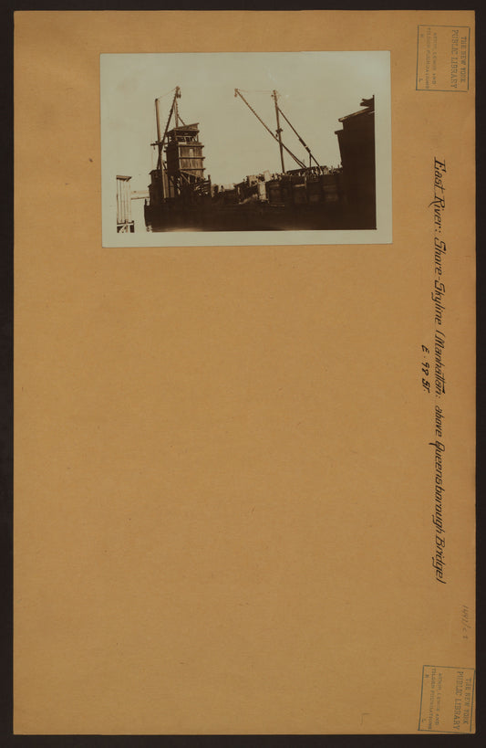Art Print - East River - Shore and skyline of Manhattan at East 98th Street - Queensborough Bridge.