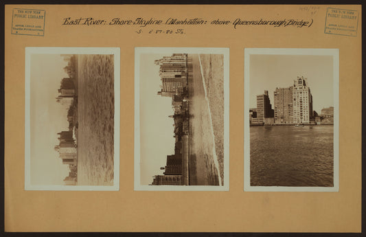 Art Print - East River - Shore and skyline of Manhattan between East 80th and 87th Streets - Queensborough Bridge - [Brearly School ; Miss Chapin's School ; Yorkville Ice Sales Corporation.]