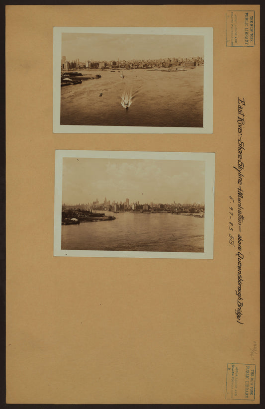 Art Print - East River - Shore and skyline of Manhattan between East 83rd and 97th Streets - Queensborough Bridge - [New York Edison Company.]