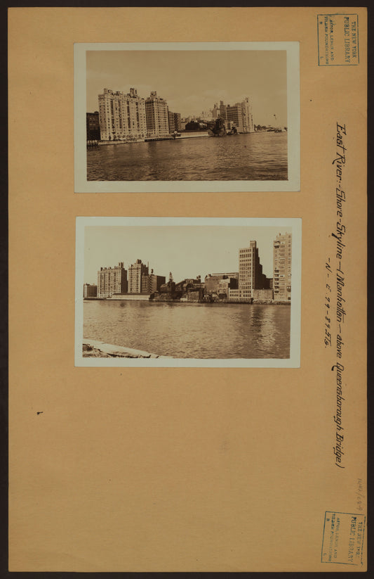 Art Print - East River - Shore and skyline of Manhattan between East 78th and 89th Streets - Queensborough Bridge - [Brearly School; Yorkgate; Yorkville Ice Sales Corporation.]