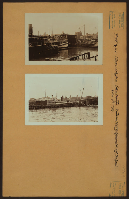 Art Print - East River - shore and skyline ; Queensborough bridge ; Williamsburg bridge.