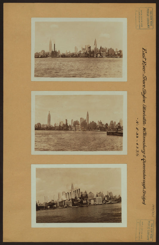 Art Print - East River - Shore and skyline of Manhattan between East 33rd and 43rd Streets - Williamsburg and Queensborough Bridges - [ New York Steam Corporation ; Consolidated Edison Company ; Sinram Brothers Coal Company.]