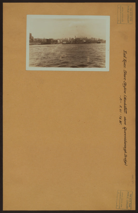 Art Print - East River - Shore and skyline of Manhattan between East 87th and 95th Streets - Queensborough Bridge - [Municipal Asphalt Plant.]