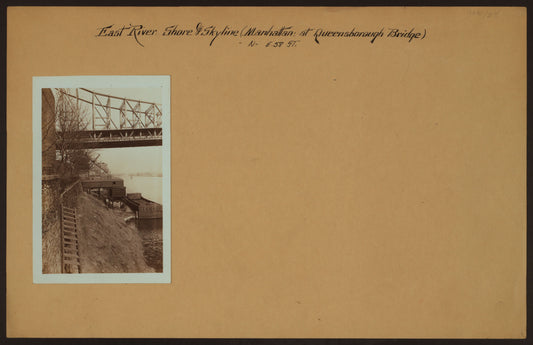 Art Print - East River - Shore and skyline of Manhattan from East 58th Street - Williamsburg and Queensborough Bridges - [Riverview Terrace.]