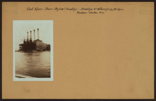 Art Print - East River - Shore and skyline - Brooklyn and Williamsburg Bridges.